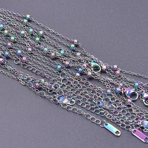 1.6mm Unisex 304 Stainless Steel Satellite Chains Necklaces
