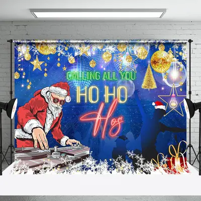 Aperturee Calling All You Ho Ho Hos Disco Christmas Backdrop | Winter Wonderland Backdrop | Diy Christmas Backdrop | Christma...