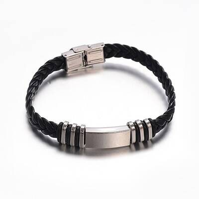 Jewelry Black Color PU Leather Cord Bracelets