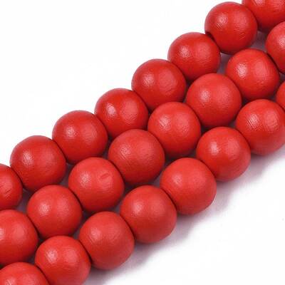 Painted Natural Wood Beads Strands