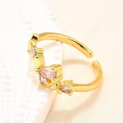 Brass Micro Pave Cubic Zirconia Cuff Rings for Women
