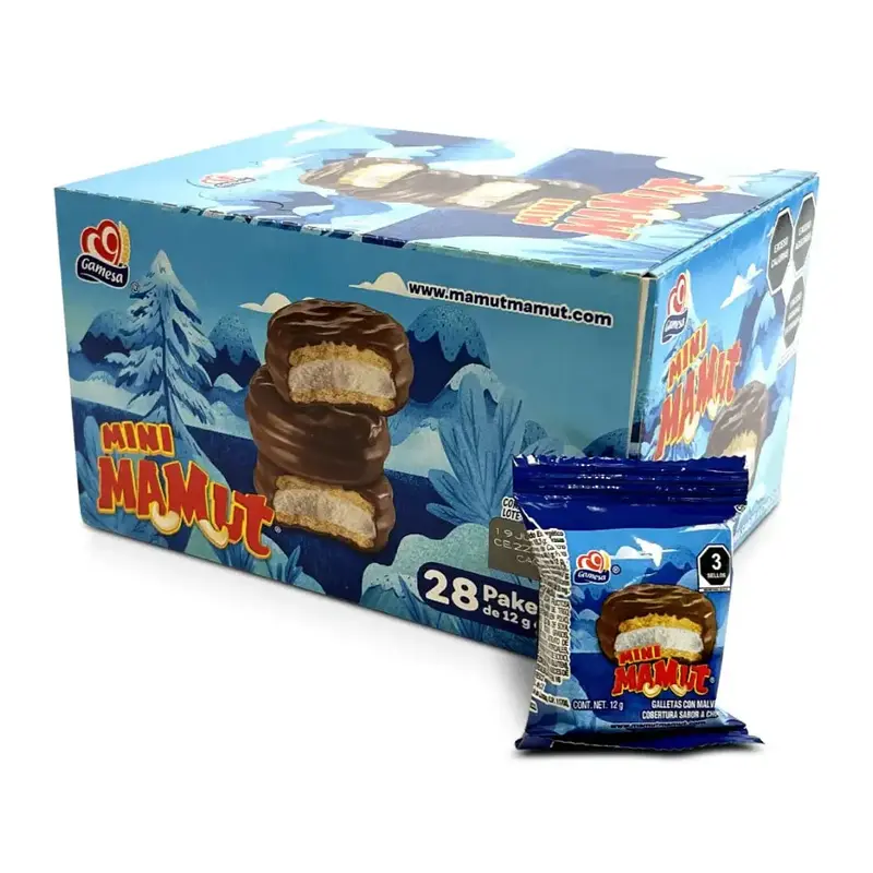 Gamesa Mini Mamut Mexican Cookies Covered with Chocolate 28 Ct