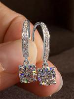 S925 Sterling Silver Synthetic Zirconia Decorated Hoop Earrings, Fashionable Earrings for Women, Trendy All-match & Exquisite...