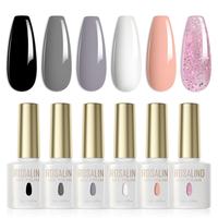 ROSALIND Summer 6Pcs Gel Nail Polish Set Need Uv Light to Dry Long Lasting White Pink Nude Classic Collection 5 Combination C...