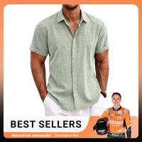 Father's Day Gift,COOFANDY Summer Clearance Men's Linen Shirts Short Sleeve Casual Shirts Button Down Shirt for Men Beach Sum...