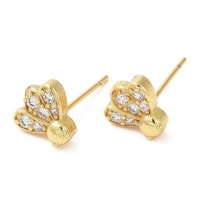 Rack Plating Brass Badminton Stud Earrings with Cubic Zirconia