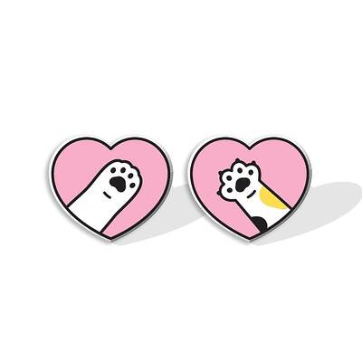 Acrylic Heart with Footprint Stud Earrings for Women