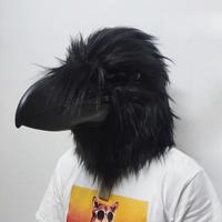 Black Crow Mask Animal Bird Mask Realistic Crow Latex Mask Halloween Party Carnival Role Playing Costume Props Adult