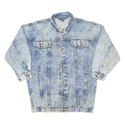 MIZZ LIZZ Oversized Acid Wash Womens Denim Jacket Blue M