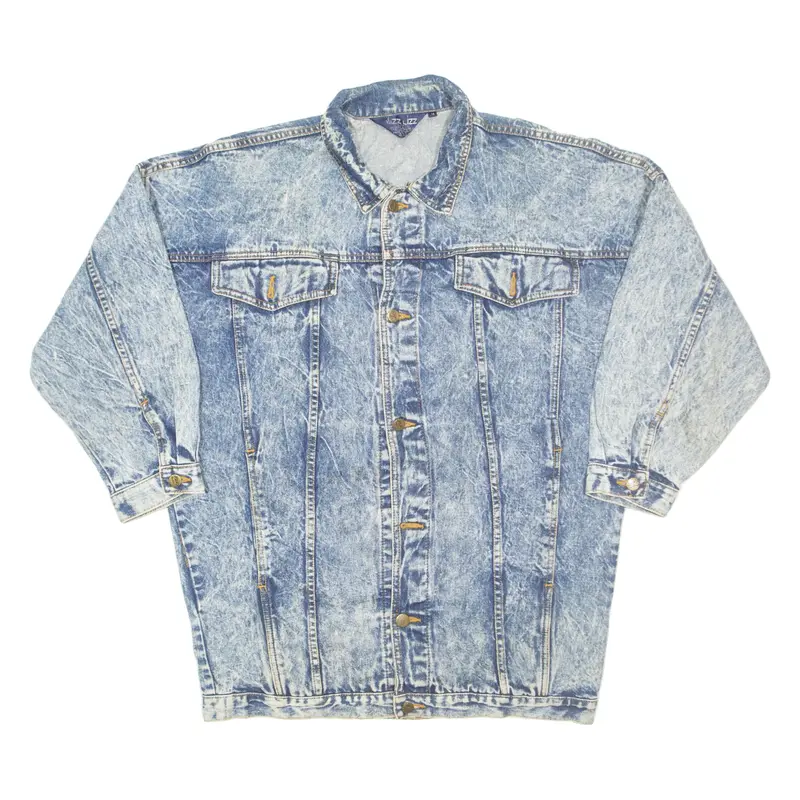MIZZ LIZZ Oversized Acid Wash Womens Denim Jacket Blue M