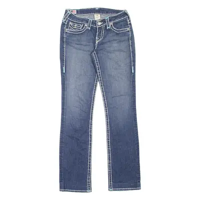 TRUE RELIGION Billy Super T Womens Jeans Blue Slim Straight Stone Wash W27 L32