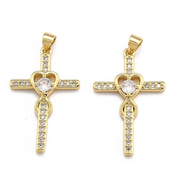 Brass Micro Pave Clear Cubic Zirconia Pendants