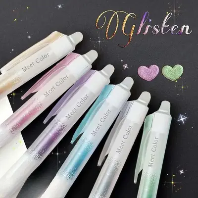 Retractable Glitter Erasable Gel Pen (6 Counts), 0.7mm Fine Point Colorful Aesthetic Pens for Journaling, Home, School, Offic...