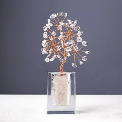 Natural Quartz Crystal Chips Money Tree Display Decorations
