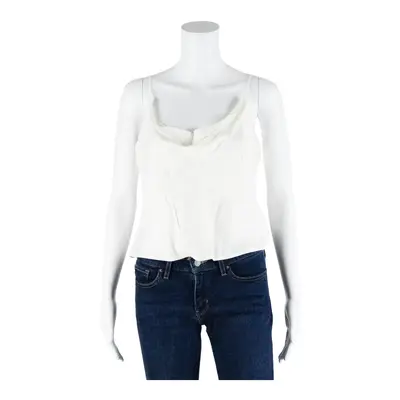 ZARA Draped Cropped Top Cream Sleeveless Womens L