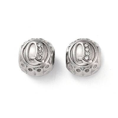 304 Stainless Steel Rhinestone European Beads