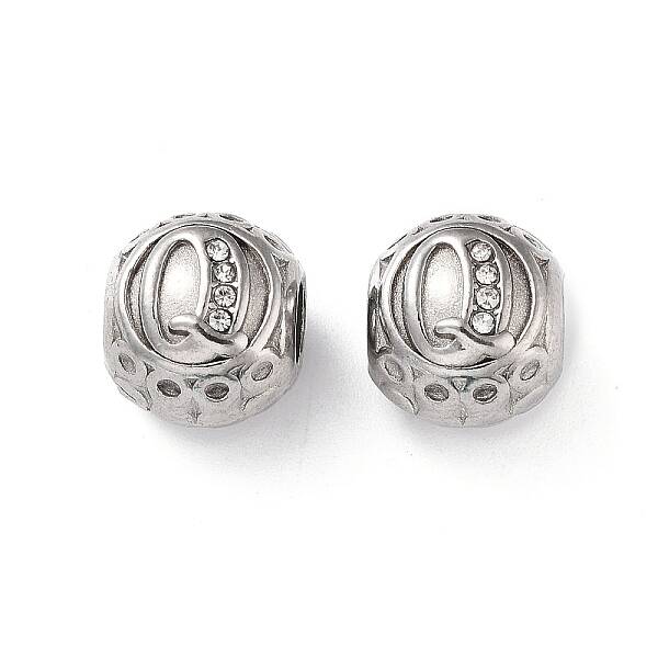 304 Stainless Steel Rhinestone European Beads