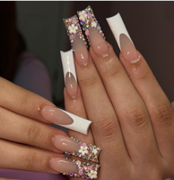 Neineichic Trendy Press-On Nails 24pcs Reusable High-Quality Luxurious with Sparkling Rhinestones and Elegant Ombre Design fo...