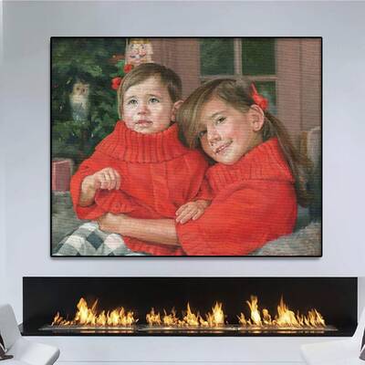 Original Brother and Sister Portrait from Photo Friends Abstract Acrylic Painting for Bedroom Decor | PAINTING FROM PHOTO #76