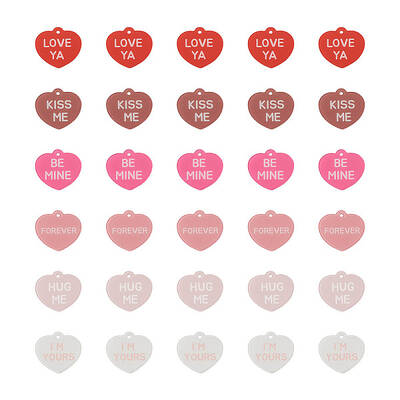 30Pcs 6 Colors Valentine's Day Opaque Acrylic Pendants