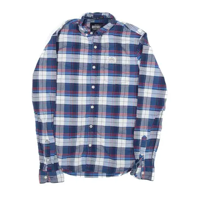 DIESEL Shirt Blue Check Long Sleeve Mens S