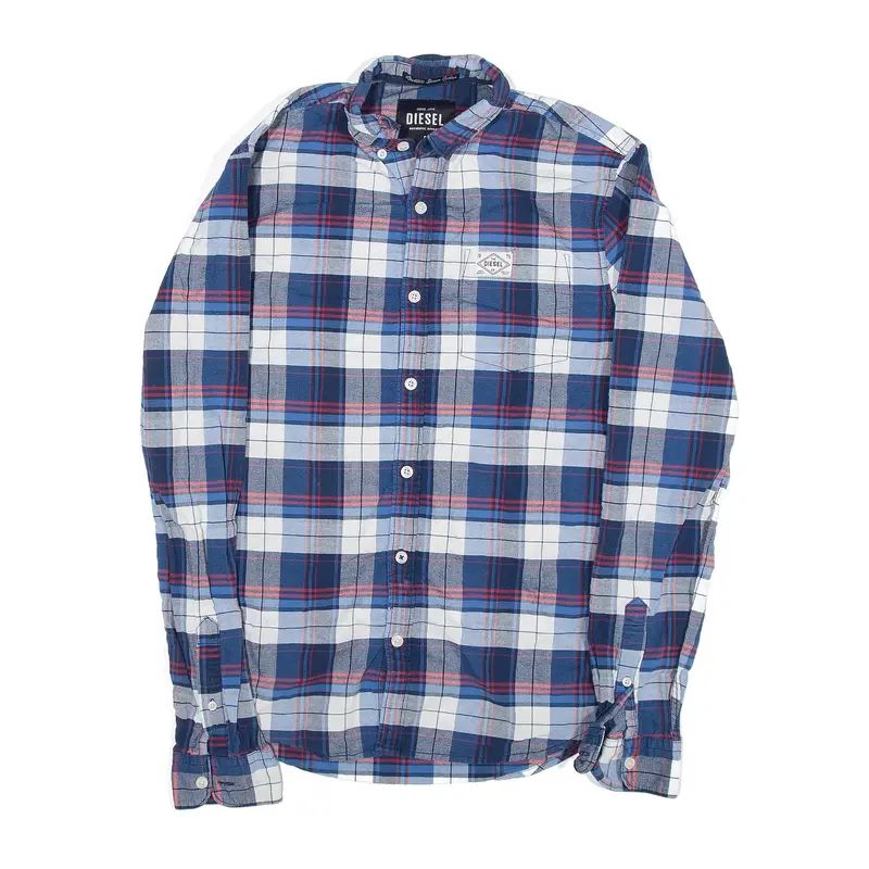 DIESEL Shirt Blue Check Long Sleeve Mens S
