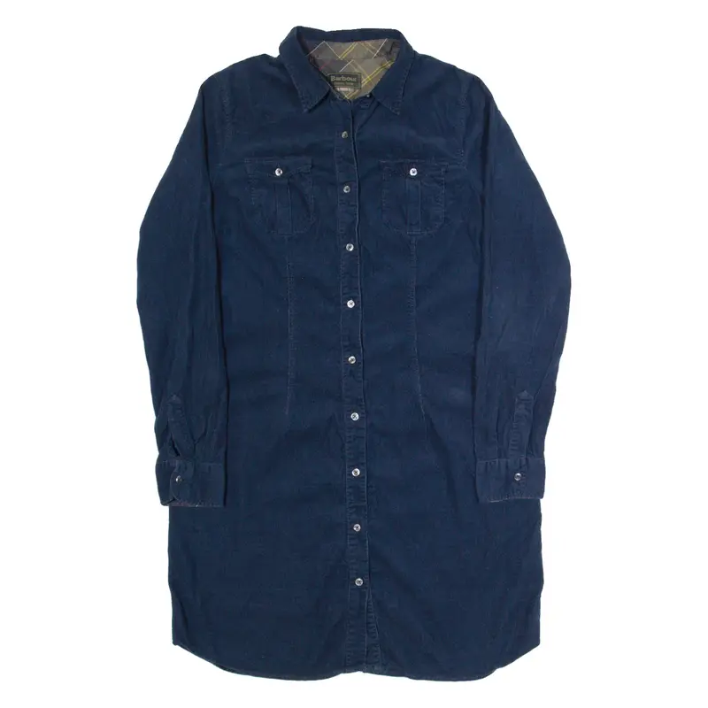 BARBOUR Oversized Womens Shirt Dress Blue Corduroy Long Sleeve Knee Length UK 10