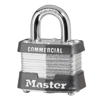 Master Lock Laminated Steel Padlock, Non-Rekeyable, Keyed Different, Body Width: 1-9/16 (40Mm), Shackle Length: 3/4 (19Mm),...