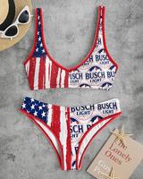 Set Trendy Busch Light Drinking Beer Bikini, Independence Day Swimsuit For Women, Bikini Set 4th July Summer Outfits, Female ...