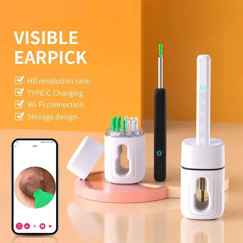 TikTokShopRestock:Earwax Removal Tool Set with Camera - Portable 360° Wide Angle Ear Cleaner with Type-C Rechargeable, Water...