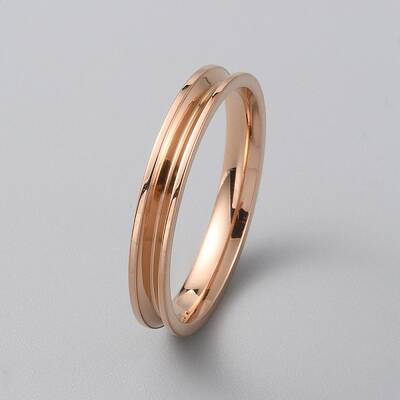 Stainless Steel Grooved Finger Ring Settings