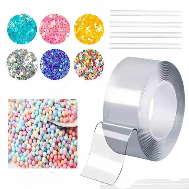 Nano Tape Bubble Kit, 12pcs/set Nano Double-sided Adhesive Tape with Straws and Sequins, Satisfying Party Favor Art & Craft T...