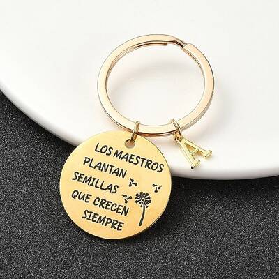 201 Stainless Steel & Brass Letter Keychain