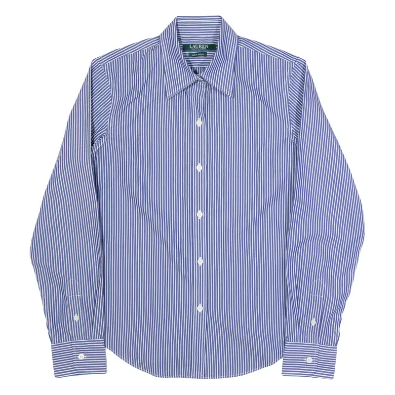 LAUREN RALPH LAUREN Womens Shirt Blue Striped Long Sleeve S