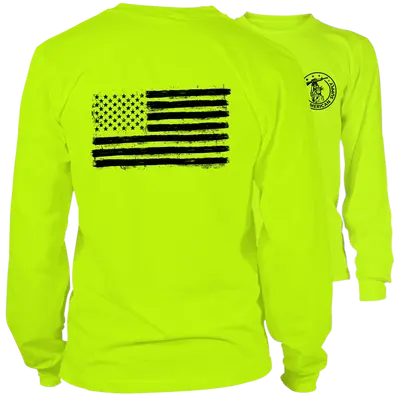 Old Glory- Long Sleeve Safety Yellow Hi-Vis T-Shirt