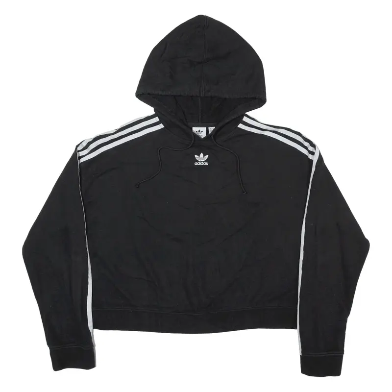 ADIDAS Hoodie Black Pullover Womens UK 14
