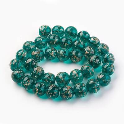 Handmade Gold Sand Lampwork Beads Strands