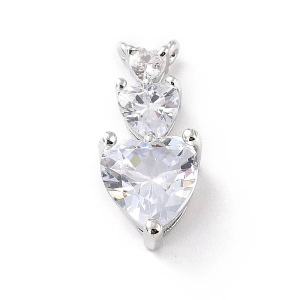 Eco-Friendly Brass Clear Cubic Zirconia Pendants