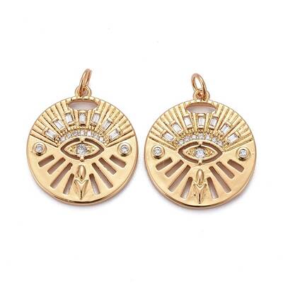 Brass Micro Pave Clear Cubic Zirconia Pendants