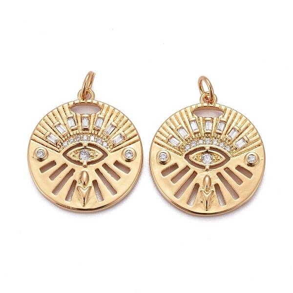 Brass Micro Pave Clear Cubic Zirconia Pendants