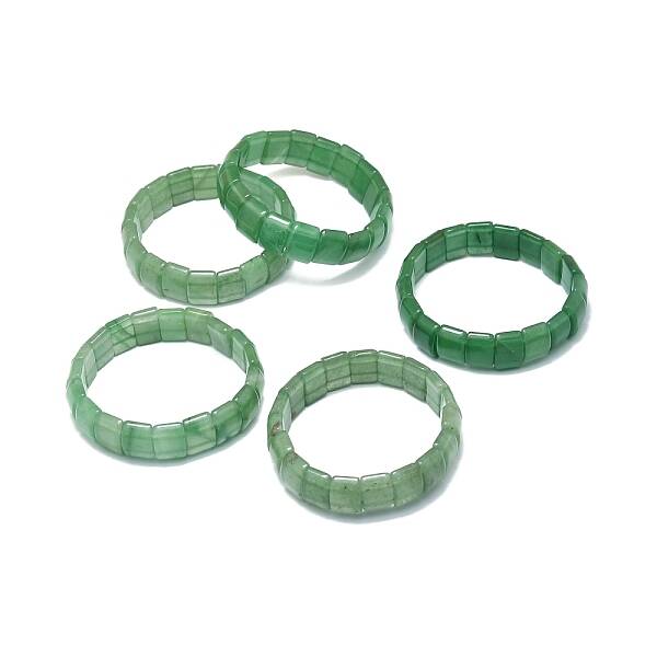 Natural Green Aventurine Rectangle Beaded Stretch Bracelet
