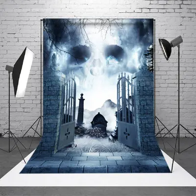 Scary Ghost And Foggy Tomb Happy Halloween Backdrop - Aperturee