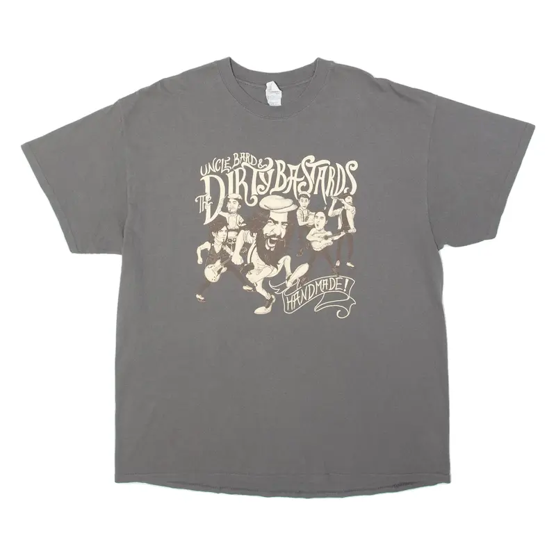 UNCLE BARD Mens Band T-Shirt Grey Crew Neck L