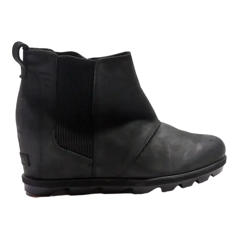 SOREL Wedge Heel Chelsea Boots Black Leather Womens UK 9