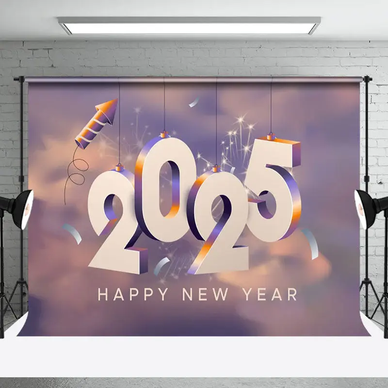 Cool 2025 Sparkle Sunset Cloud New Year Backdrop - Aperturee