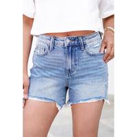 Judy Blue Medium Wash Rigid Magic Distressed Cut Off Shorts