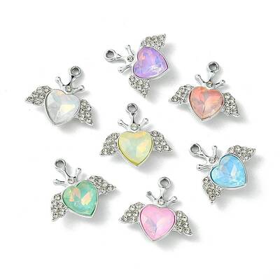 UV Plating Alloy Mixed Color Glass Rhinestone Pendants