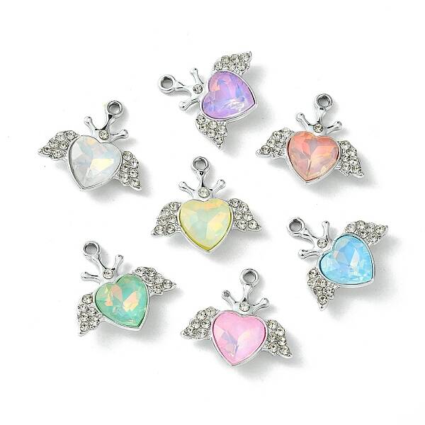 UV Plating Alloy Mixed Color Glass Rhinestone Pendants