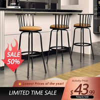 【FathersDayGift】Homy Casa Furniture Barstools  Brown Swivel Barstools with back and Faux Leather, kitchen counter height ...