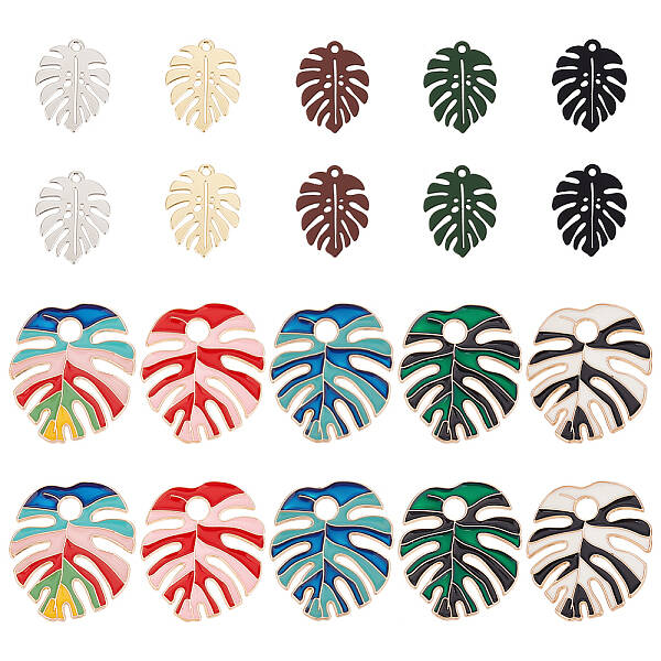 20Pcs 10 Style Alloy Enamel Pendants
